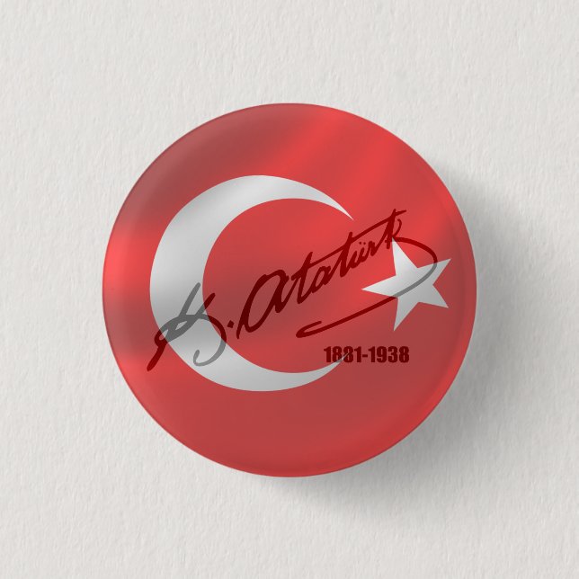 Mustafa Kemal Ataturk 3 Cm Round Badge (Front)