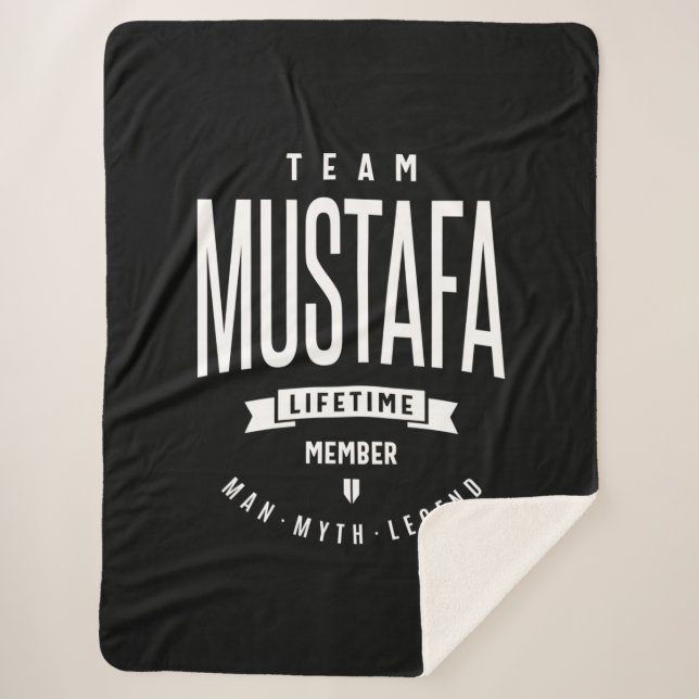 Mustafa Personalised Name Birthday Gift Sherpa Blanket (Front)