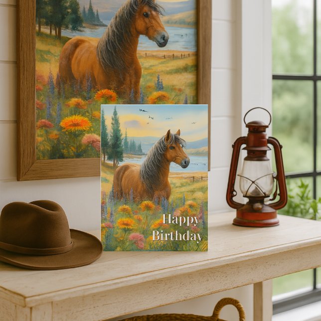 Mustang Horse Birthday Horse Lover Greeting Card (Creator Uploaded)