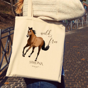 Mustang horse gifts personalized name tote bag