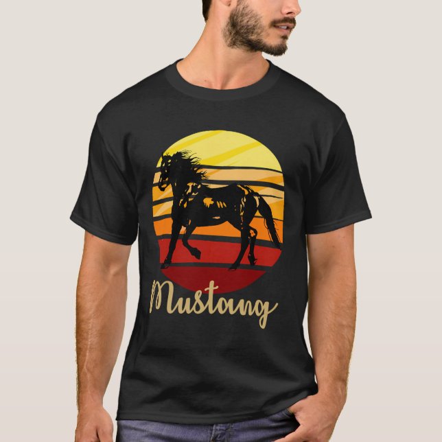 Mustang Horse Running In Sunset T-Shirt (Front)