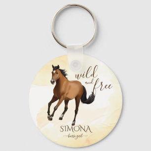 Mustang horse wild and free personalized favors key ring