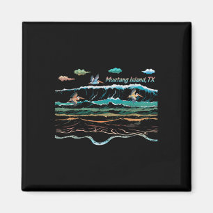 Mustang Island Texas Colourful Tie-dye Pelican Bea Magnet