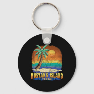 Mustang Island Texas Vintage Distressed Souvenir Key Ring
