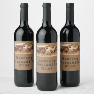 Mustang Muscadine Wine Natural Wild Horses Nature Wine Label