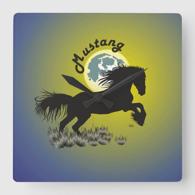 Mustang Pferdeliebhaber Uhr Square Wall Clock (Front)