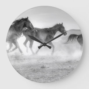 Mustang Run Large Clock