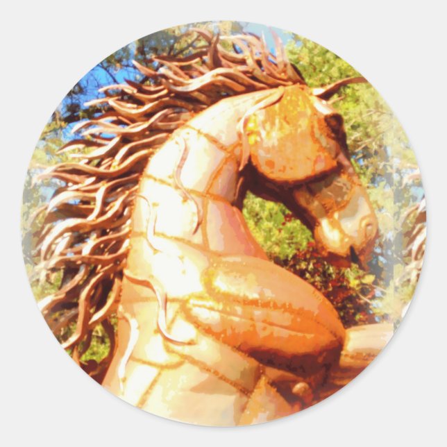 mustang stallion classic round sticker (Front)