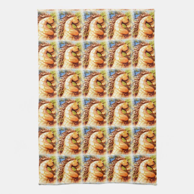mustang stallions tea towel (Vertical)
