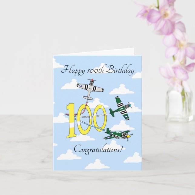 Mustangs 100th (Blue Sky) Birthday Card (Orchid)