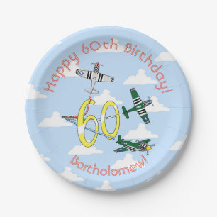 Mustangs 60th Birthday Blue Sky  Paper Plate