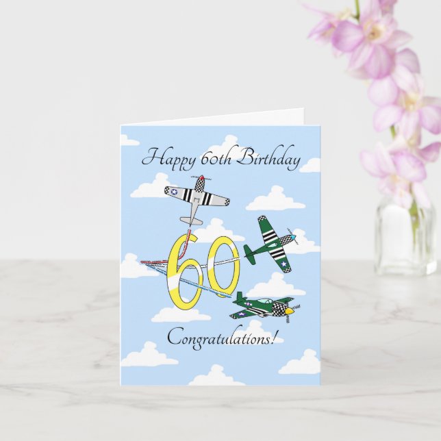 Mustangs 60th (Blue Sky) Birthday Card (Orchid)