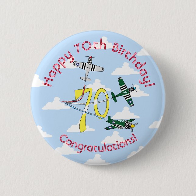 Mustangs 70th Birthday Badge Blue Sky (Front)