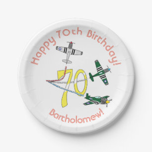 Mustangs 70th Birthday Paper Plate