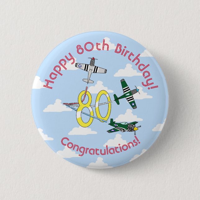 Mustangs 80th Birthday Badge Blue Sky (Front)