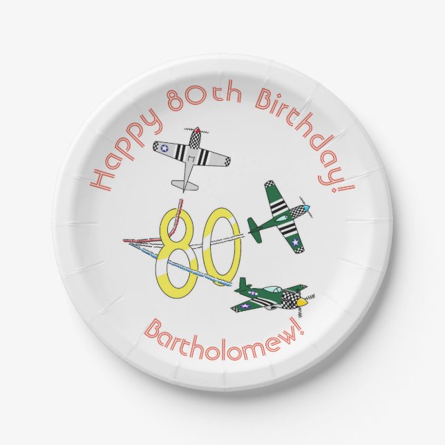 Mustangs 80th Birthday Paper Plate (Front)