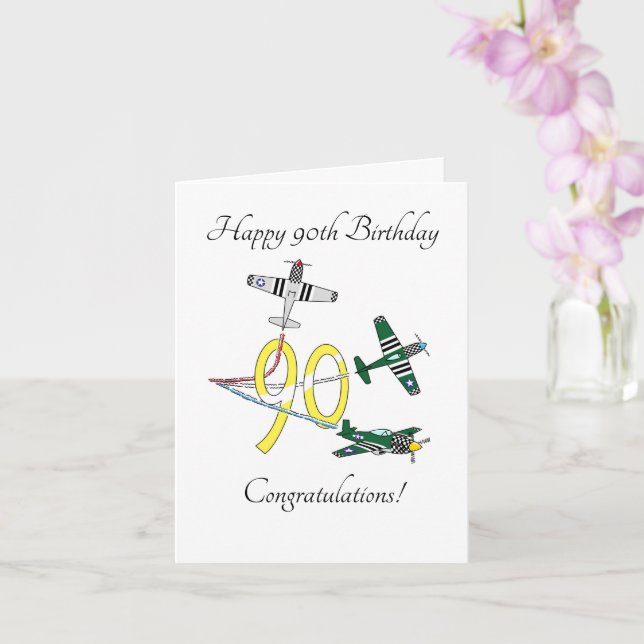 Mustangs 90th Birthday Card (Orchid)