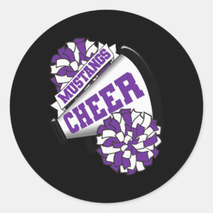 Mustangs Cheer Ck To School Cheerleading Spirit P Classic Round Sticker