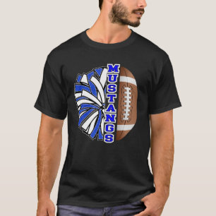 Mustangs Footll Cheer Blue White School Spirit T-Shirt