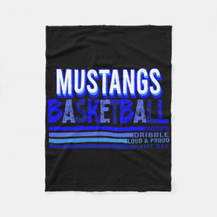 Mustangs Sketll School Spirit Mascot Sketll Mom Fleece Blanket