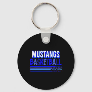 Mustangs Sketll School Spirit Mascot Sketll Mom  Key Ring