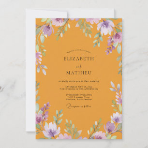 Mustard Amethyst Wildflower Wedding Invitation