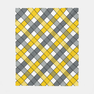 MUSTARD AND CHARCOAL PLAID FLEECE BLANKET
