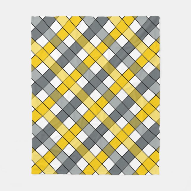 MUSTARD AND CHARCOAL PLAID FLEECE BLANKET (Front)