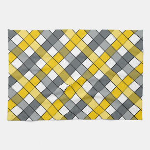 MUSTARD AND GREY PLAID TEA TOWEL