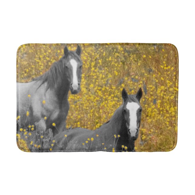 Mustard and Horses Bath Mat (Front)
