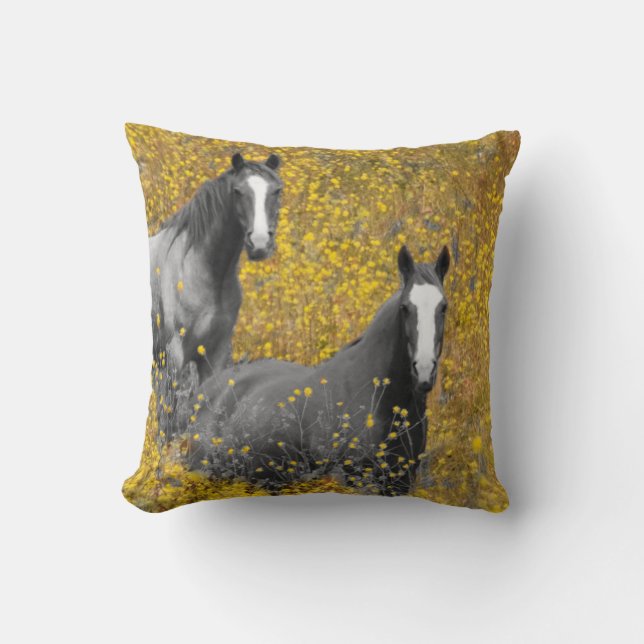 Mustard and Horses Cushion (Front)