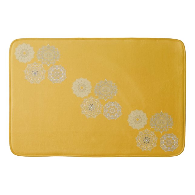 Mustard and Mandalas Bath Mat (Front)