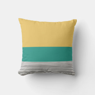 Mustard and teal pattern cushion