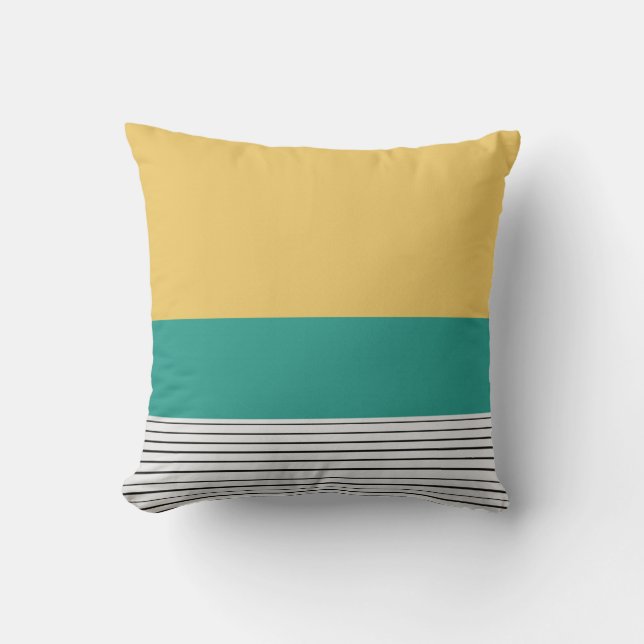 Mustard and teal pattern cushion (Front)