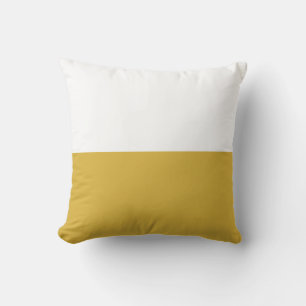 Mustard and White Minimalist Half Half Colour Bloc Cushion