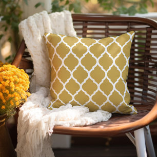 Mustard and White Moroccan Pattern Cushion