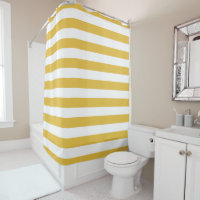 Mustard and White Striped Shower Curtain
