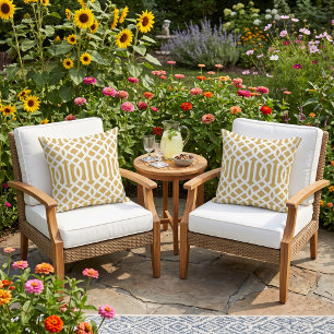 Mustard and White Trellis Pattern Cushion