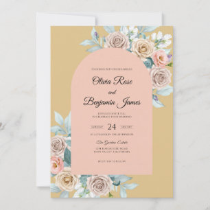 Mustard Apricot Petal Wedding Invitation