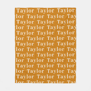 Mustard Autumn Personalised Repeating Name Fleece Blanket