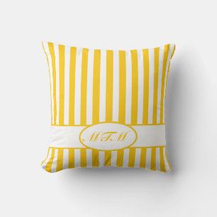 Mustard Autumnal Stripes with monogram Cushion