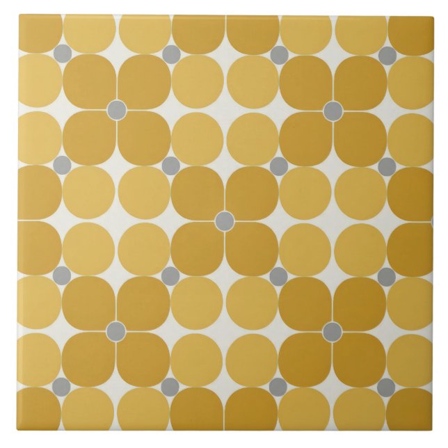Mustard Bloom Ceramic Tile (Front)