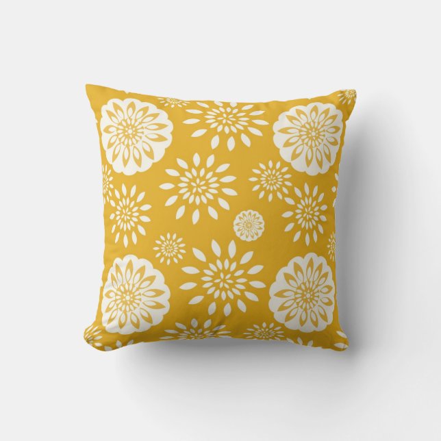 Mustard Blossom Special Yellow Floral Cushion (Front)