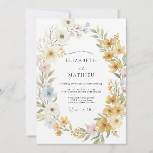 Mustard Botanical Bohemian Wedding Invitation