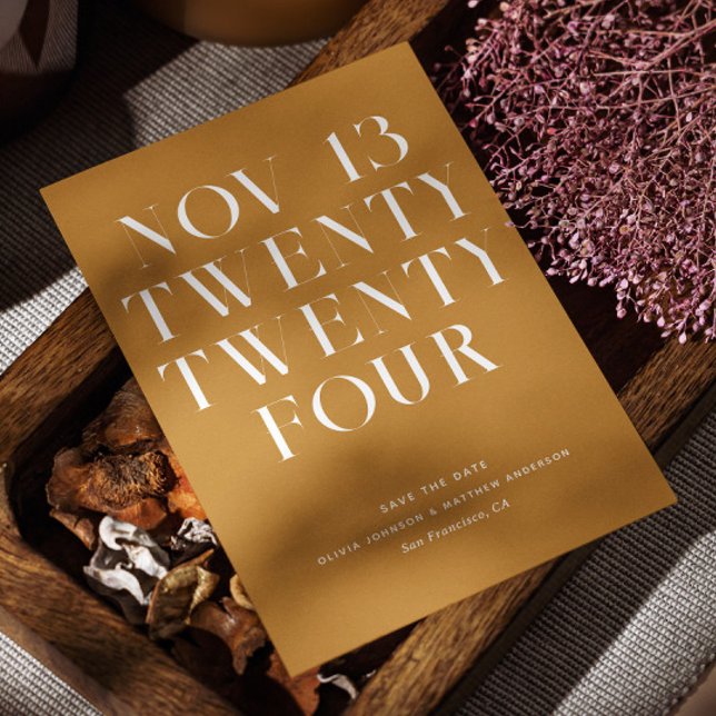 Mustard Brown Fall Wedding | Minimalist Autumn Save The Date (Creator Uploaded)