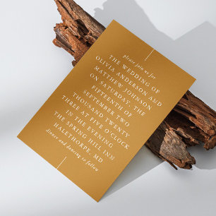 Mustard Brown Fall Wedding Modern Typography Invitation
