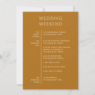 Mustard Brown Fall Wedding Weekend Itinerary Invitation
