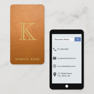 Mustard Brown Mock Leather iPhone Style Business Card