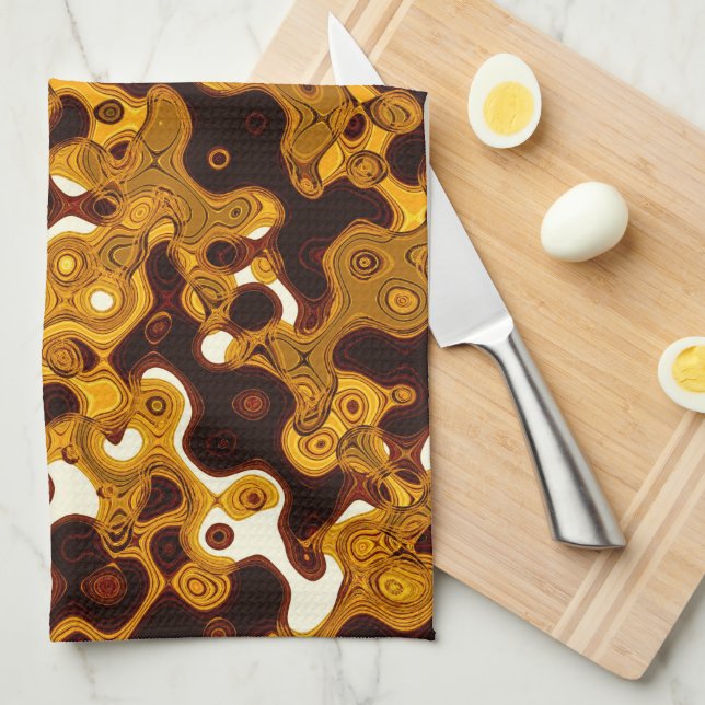 Mustard & Burgundy Kitchen Towel (Quarter Fold)