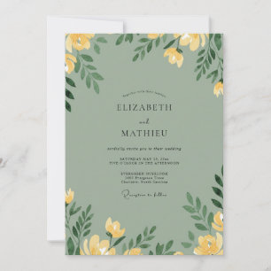 Mustard Celadon Poppy Wedding Invitation
